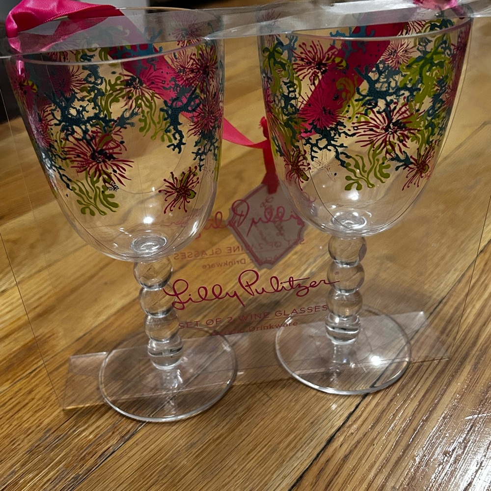 Lilly Pulitzer Colorful Floral Acrylic Wine Glasses